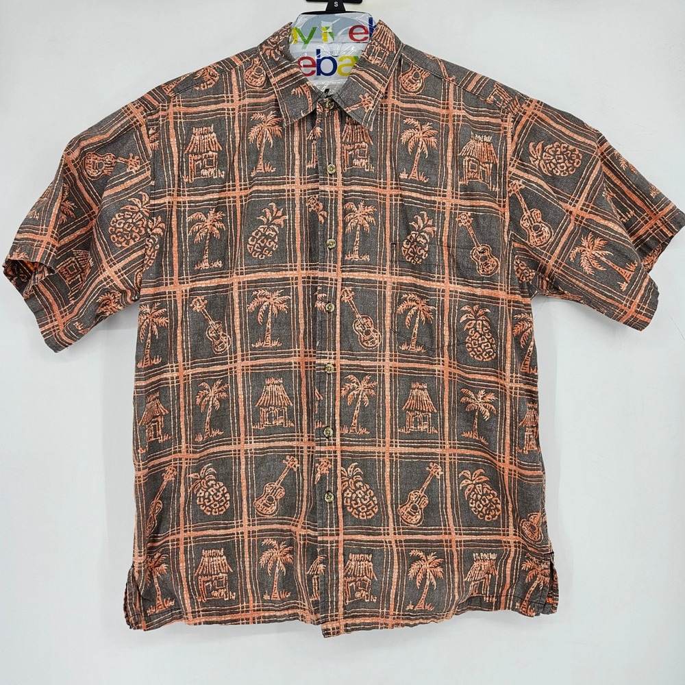 Cooke‎ Street Hawaiian Shirt Mens 2XL Reverse Print Tropical Short Sleeve